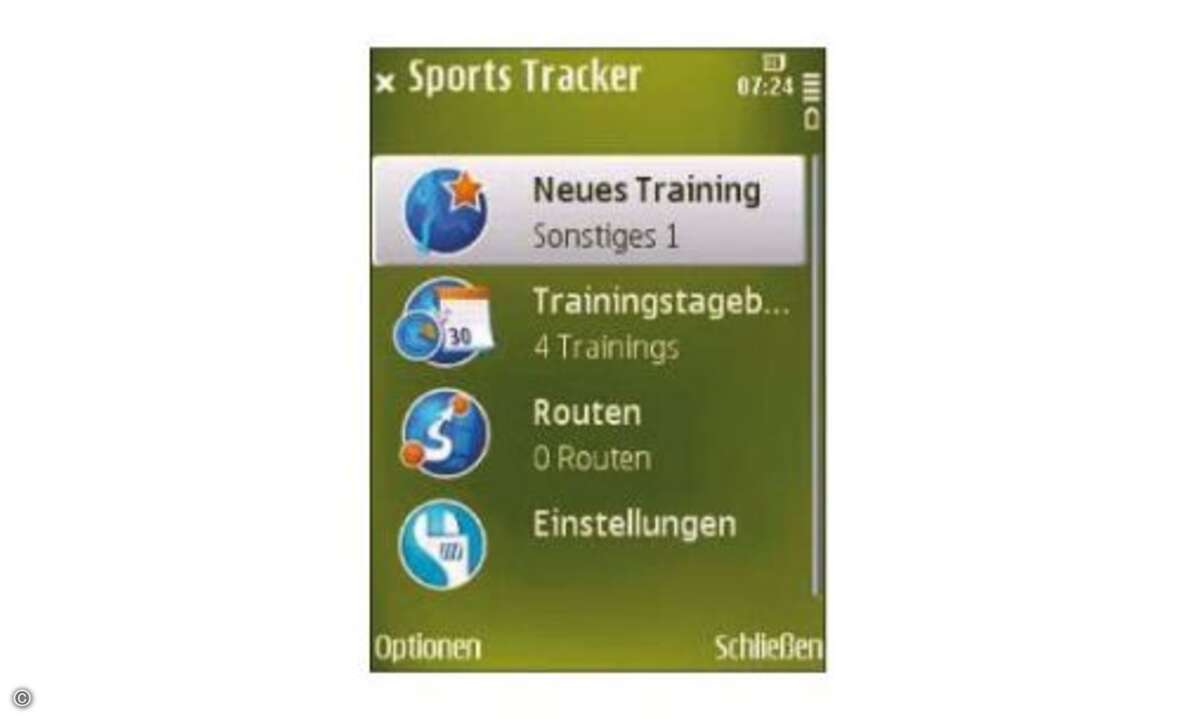 Nokia Sports Tracker ( Symbian, kostenlos): Der Sports Tracker ist in den vergangenen Jahren zu einer potenten Fitness-Software gereift. Beim letzten Update hat Nokia das Programm um eine Kartenansicht erweitert. Diese befindet sich nun oben links, d