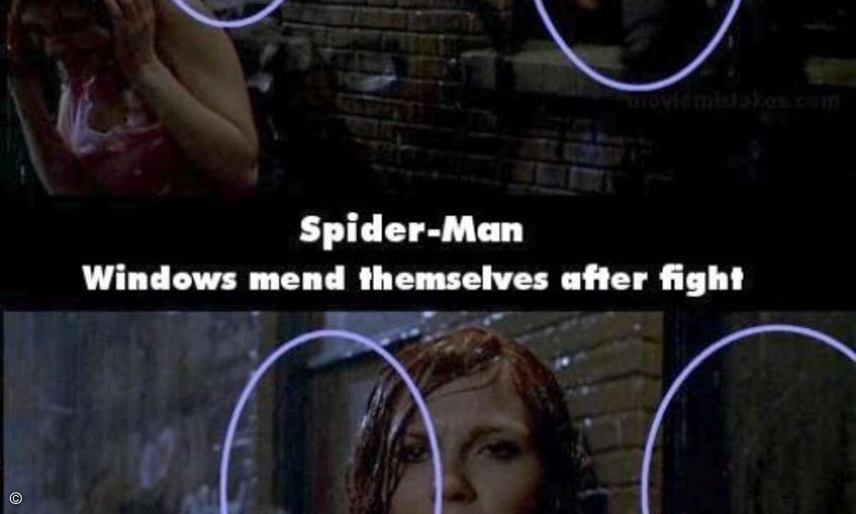 So verdient Spiderman sein Geld: Zwischen den Schlägereien mit Bösewichten repariert er schnell die dabei zu Bruch gegangenen Fenster