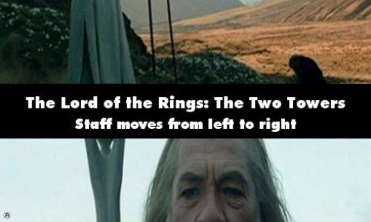 Gandalf aus Herr der Ringe kann eben doch zaubern - und sei es nur seinen Stab von der linken in die rechte Hand