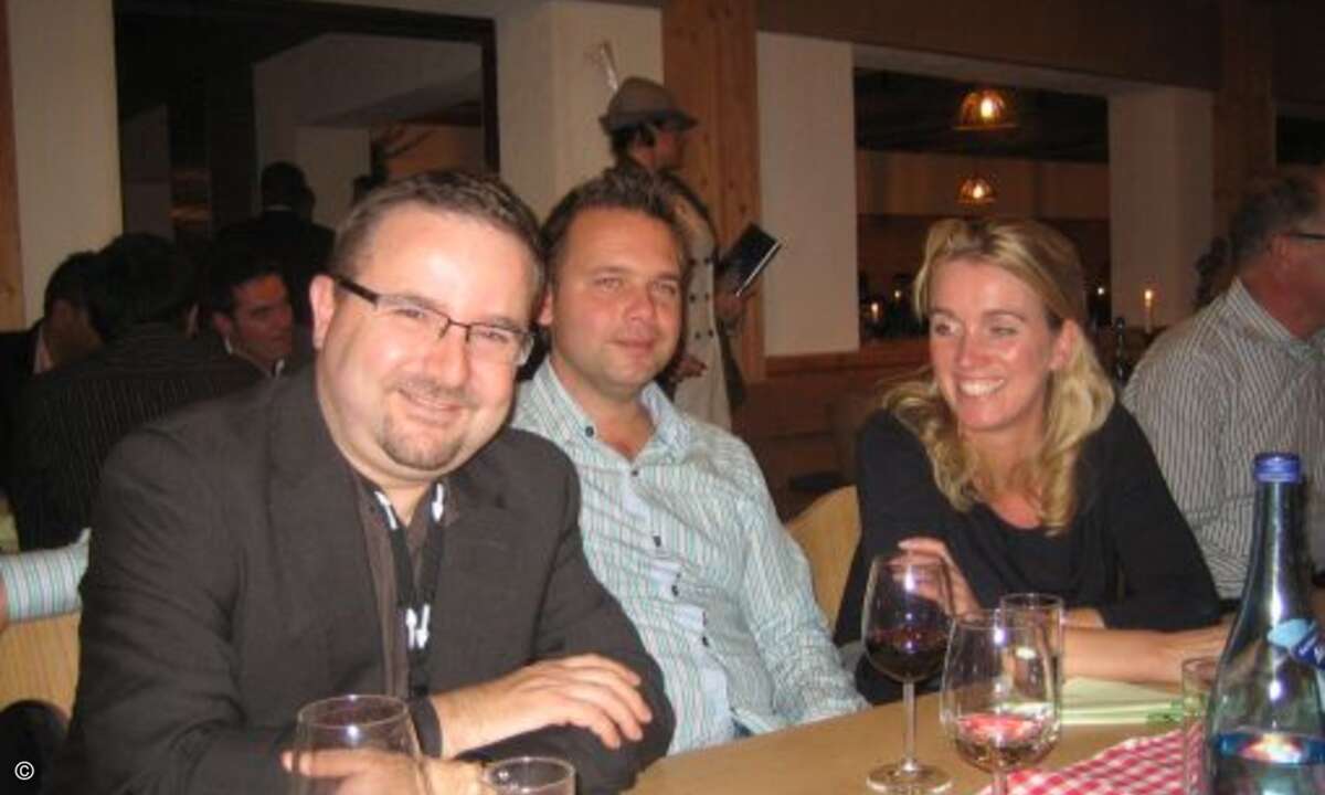 Barracuda EMEA-Chef Wieland Alge mit Christian Bosman und Corona Doasburg, die extra aus Holland auf den berg gereist sind