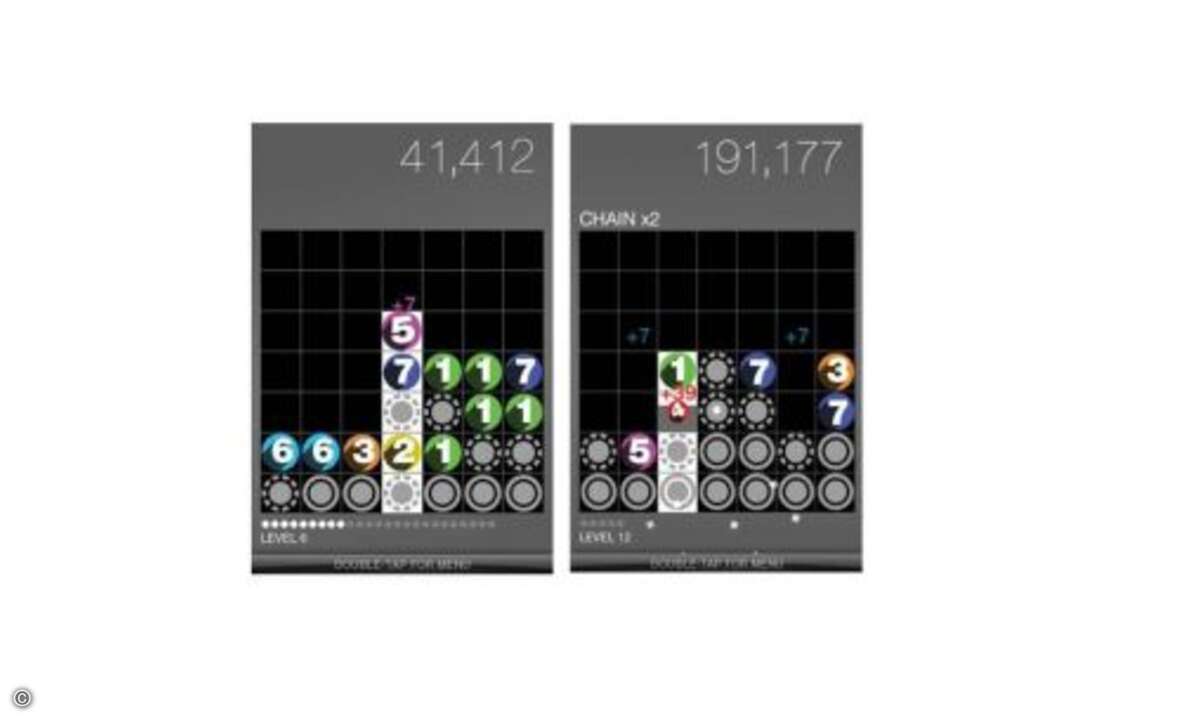 Drop 7 (Universelle Version für alle Plattformen: 2,39 Euro): Kugeln, die von oben in eine gerasterte Spielfläche fallen - das hat man schon x-Mal gesehen. Und doch ist