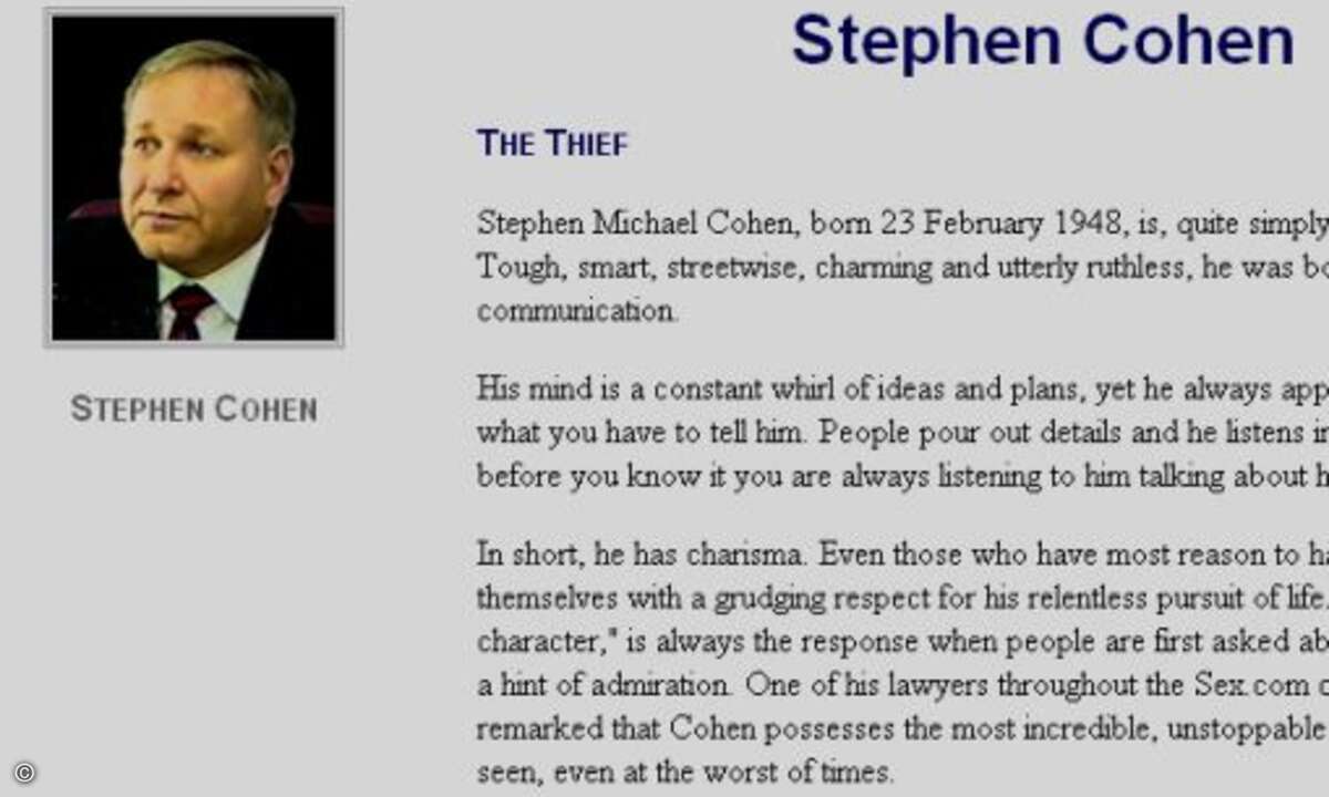Der Dieb: Mit einem gefälschten Fax hatte sich Stephen M. Cohen Sex.com 1995 unter den Nagel gerissen