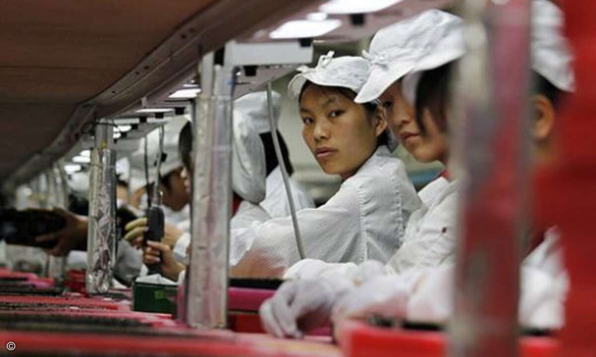 Arbeiter in einer Foxconn-Fabrik
