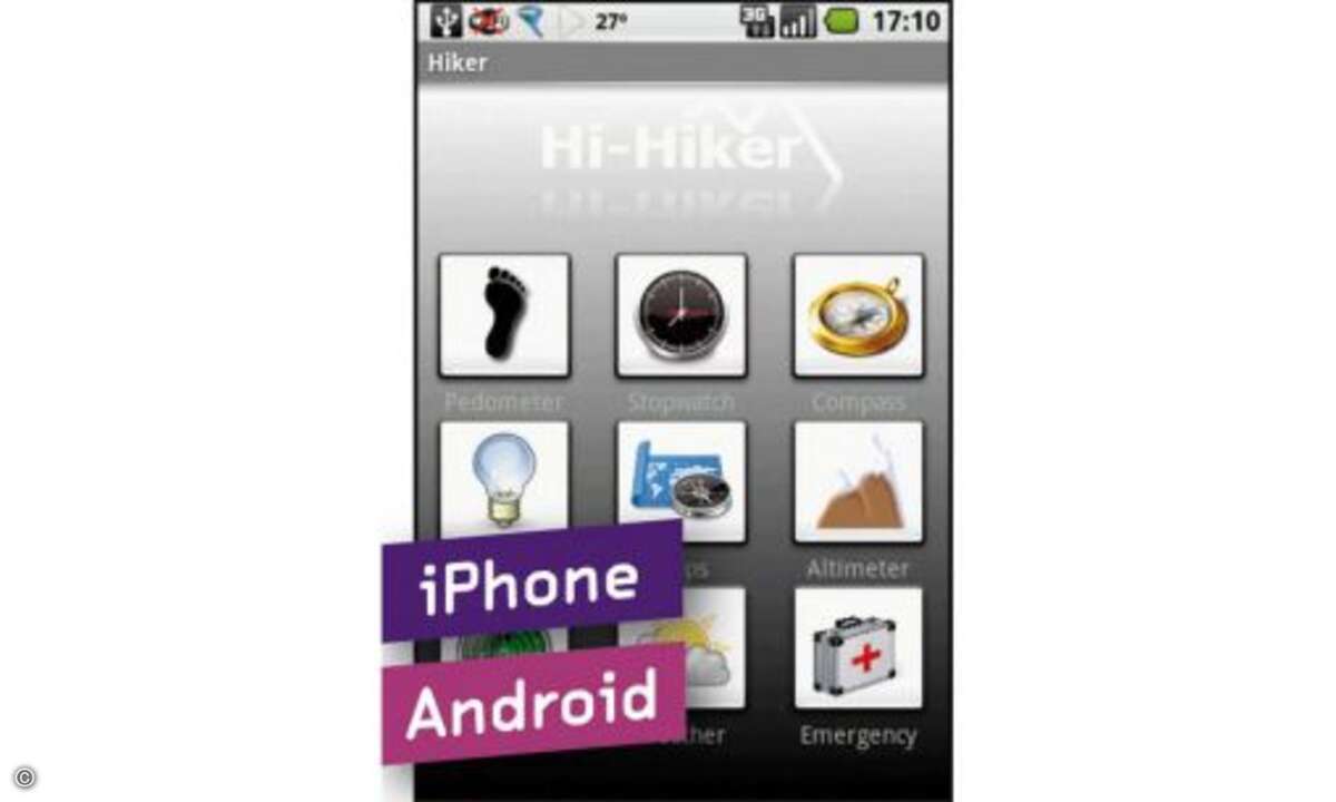 Hiker Pro: Mit der sportlichen Anwendung Hiker Pro lassen sich Wanderstrecken aufzeichnen und Eckdaten wie die zurückgelegte Distanz und der Kalorienverbrauch festhalten. Hiker zeichnet jeden Schritt mit einem Pedometer auf, allerdings arbeiten Schr