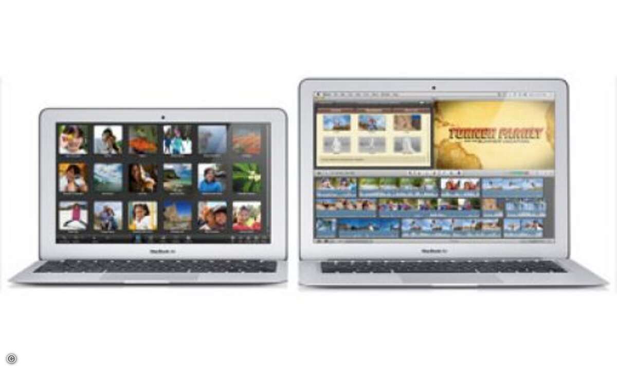 Apple MacBook Air (Preis: 1000-1500 €): Apples überarbeitete MacBook Air Serie ist noch flacher und leichter geworden, bringt dafür aber einiges Neue mit: Neben einem Intel Core 2 Duo Prozessor und 2 GByte RAM haben die neuen Air eine SSD-Festplatte,