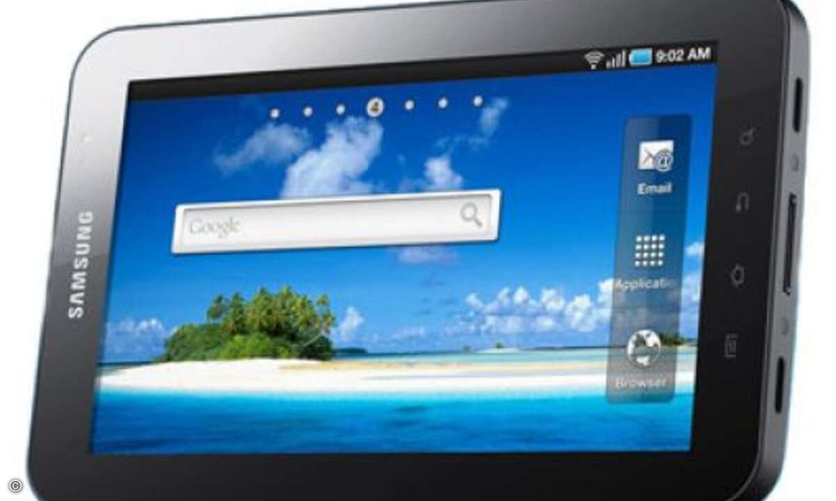 Samsung galaxy Tab (Preis: ca. 650 €): Das 7 Zoll große Samsung Galaxy Tab ist ein Tablet-PC mit Android 2.2, der von einem 1 GHz-Prozessor angetrieben wird und mit 16 oder 32 GByte Speicherplatz verfügbar ist. Es hat zwei Kameras, so dass man mit de