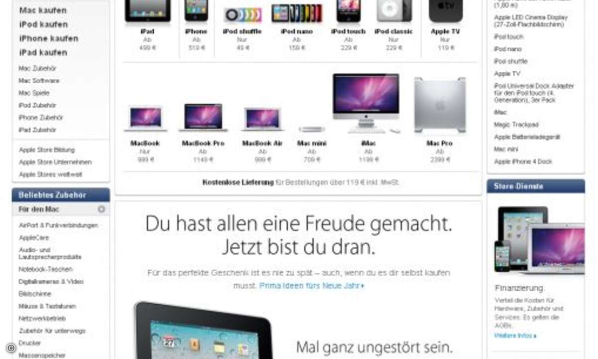 Apples Online Store landet mit einem Stressindex von 43,4 schon klar im hinteren Teil des Feldes. Ob die Kunden eher von den Preisen oder vom Service genervt sind, ist allerdings nicht bekannt.