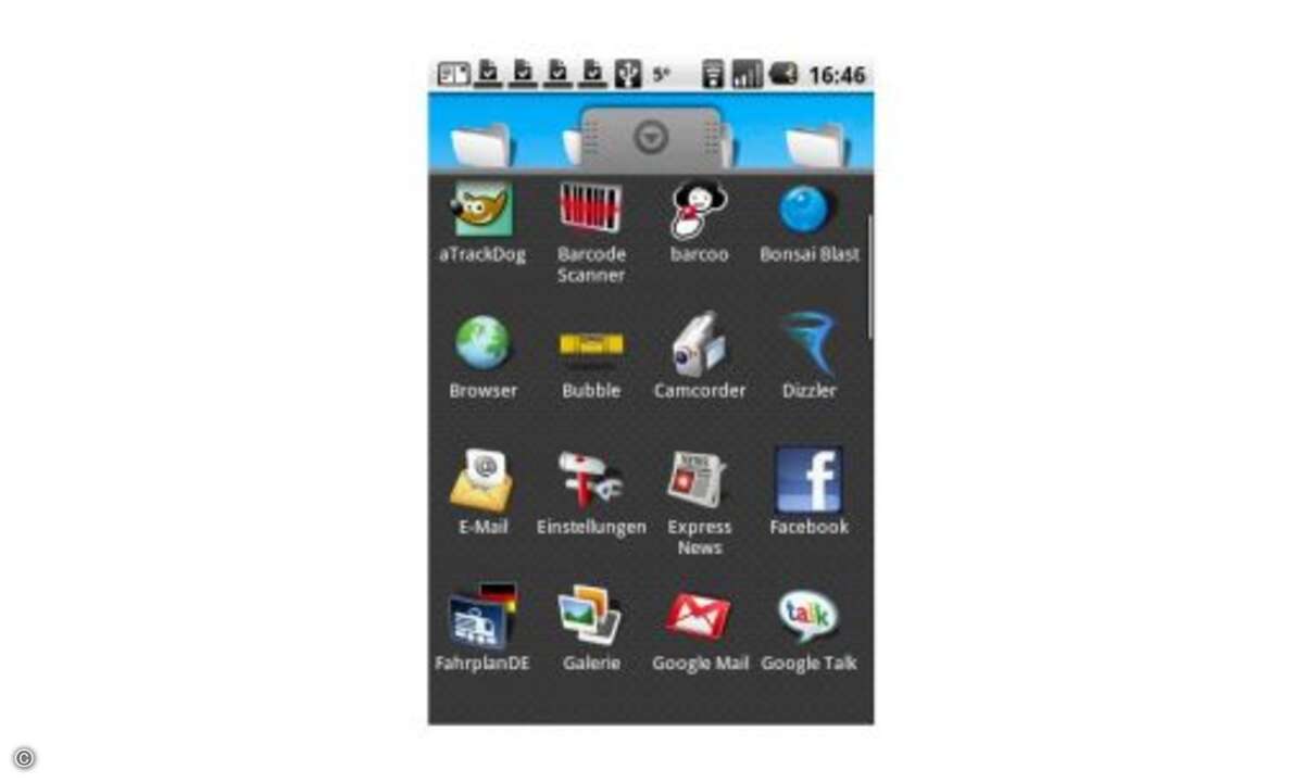 Android 1.5 Cupcake: Der erste in Deutschland erhältliche Androide war das T-Mobile G1 mit der Cupcake-Version 1.5. Im Vergleich zu Android 1.0 können Nutzer bei Cupcake eine virtuelle Tastatur einblenden und den Startbildschirm mit Widgets personali