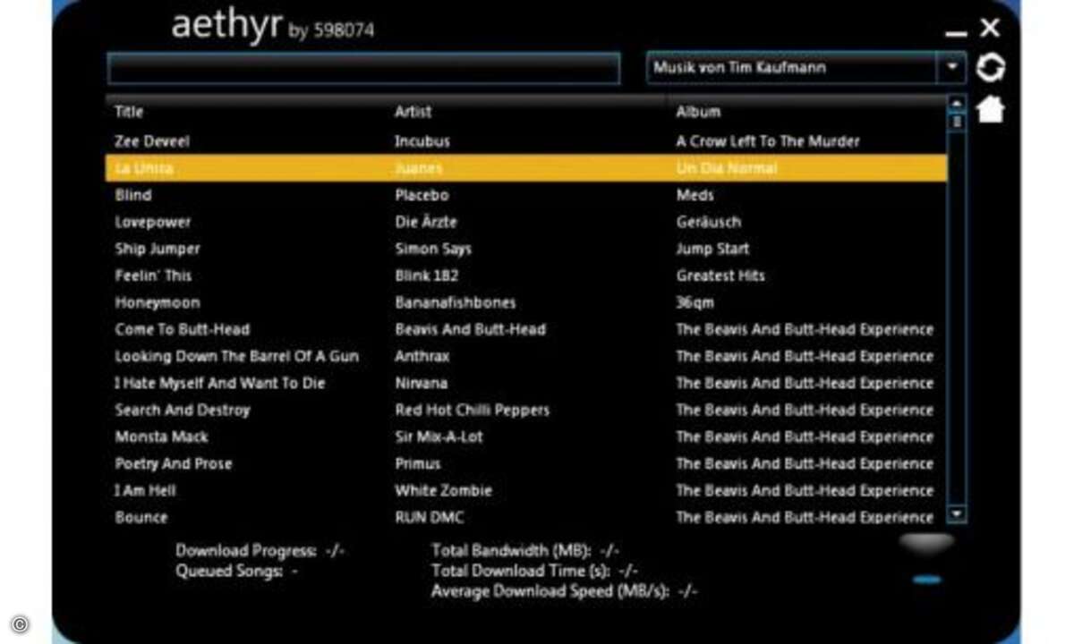 Aethyr 1.1.7 (Autor: Aethyr, Lizenz: kostenlos): Lädt iTunes-Songs herunter. Apples Song-Manager iTunes kann Musikstücke im lokalen Netzwerk freigeben. Doch darüber können Sie die Lieder normalerweise nur anhören, aber nicht auf Ihren PC ziehen. Aus