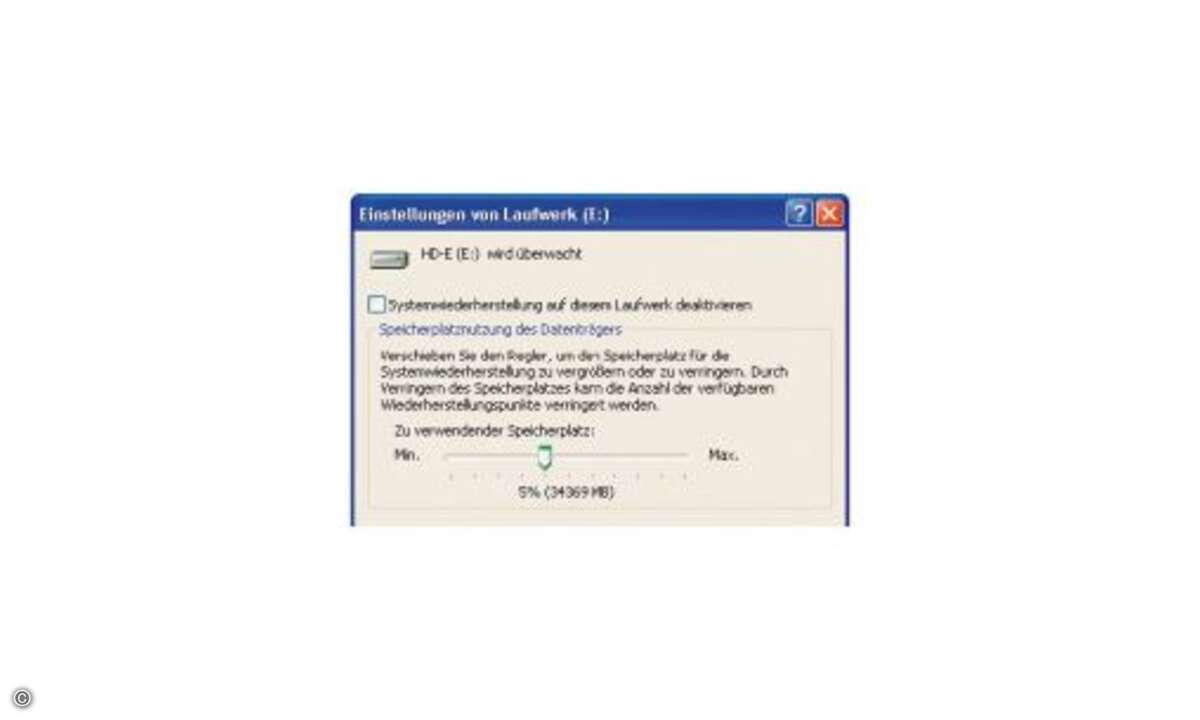 Je mehr Speicherplatz Sie reservieren, desto mehr Wiederherstellungspunkte merkt sich Windows. 2. Schritt: Vorgaben anpassen Windows reserviert für die Systemwiederherstellung einen gewissen Prozentsatz an Speicherplatz auf allen Festplattenlaufwer