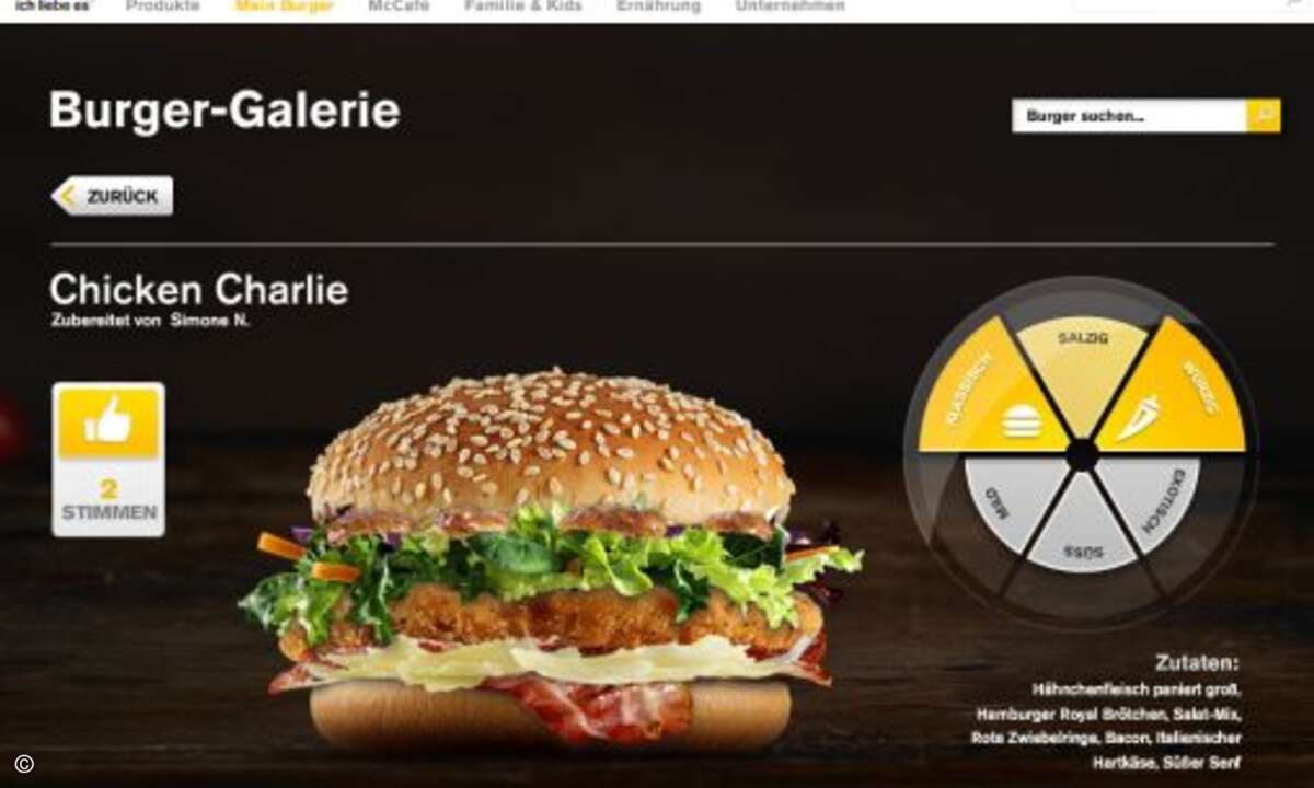 Der Chicken Charlie kombiniert Hähnchen mit süssem Senf - da lachen ja die Hühner.