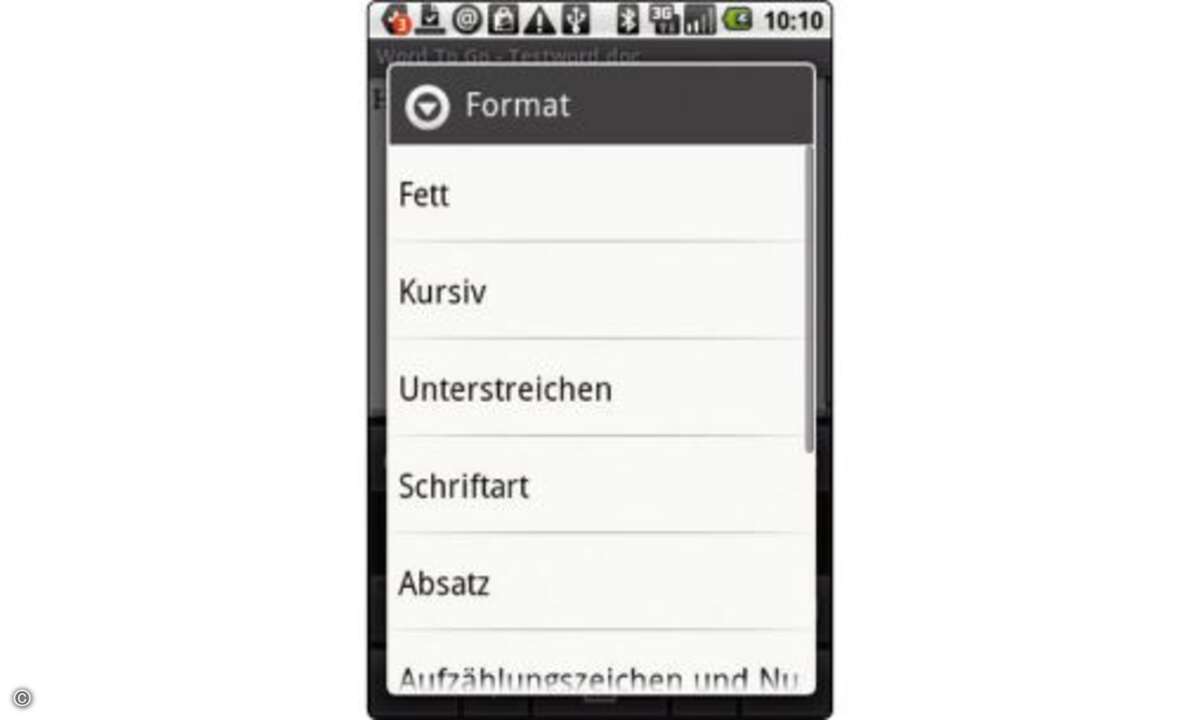 Mit der Office-Suite lassen sich Word-, Excel- und PowerPoint-Dokumente erstellen und bearbeiten sowie PDF-Dateien betrachten. Das Tool gibt es mit unterschiedlichem Funktionsumfang (10 bis 40 Euro) für Android, Blackberry, iOS und Symbian.