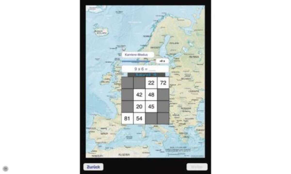 Auch fern von Chemie und Physik ist das iPad ein qualifiziertes Lerntool. Mit Mathe Reise lässt sich beispielsweise spielerisch Kopfrechnen trainieren und gleichzeitig Erdkunde erlernen. Der Schwierigkeitsgrad steigt mit jeder Runde, die Information