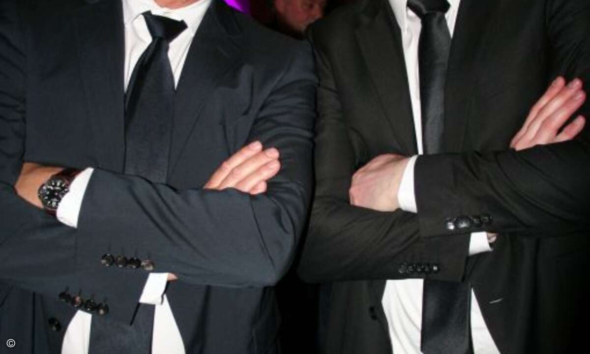 LG-Pressesprecher Michael Wilmes (rechts) mit Comedian Christian Tramitz