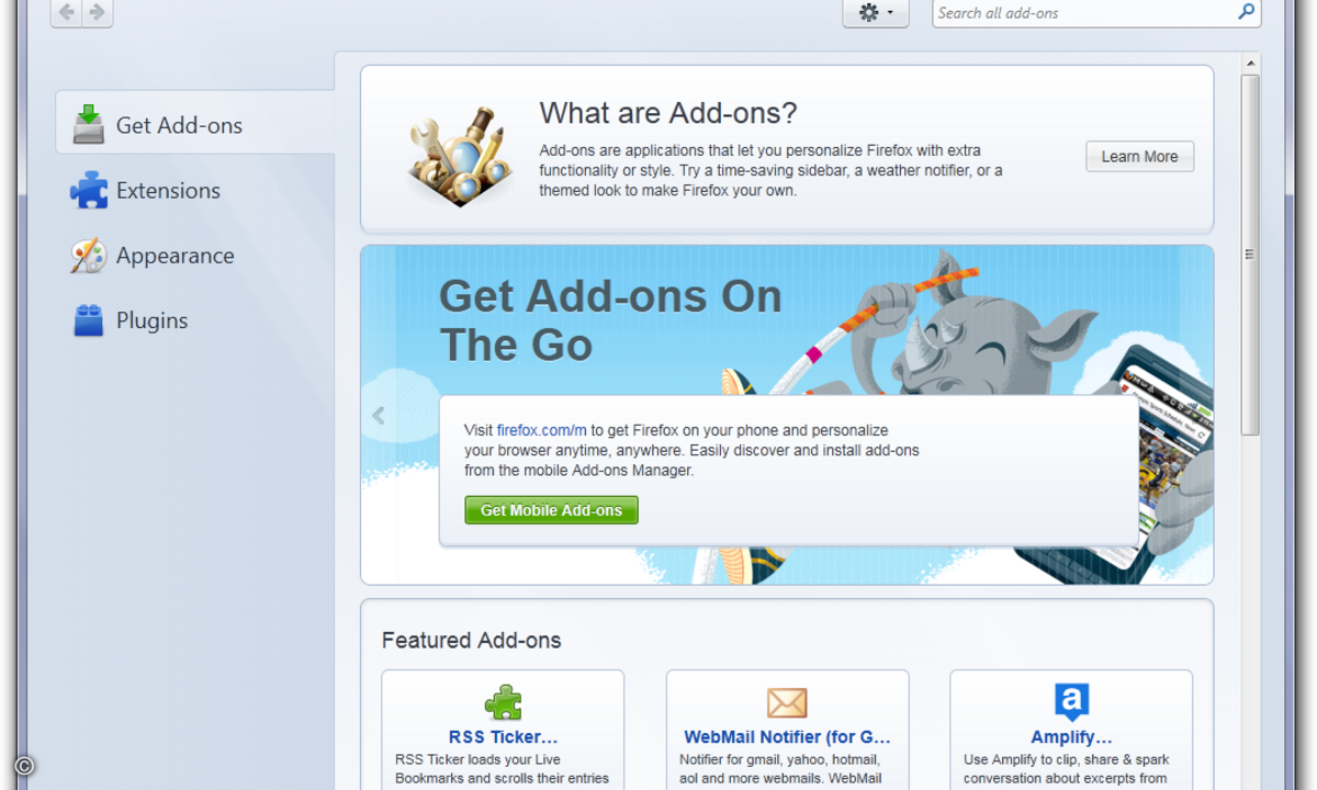Neuer Add-ons-Manager: Entdecken und installieren Sie ganz einfach die besten aus über 200.000 Add-ons, um Features, Funktionen und Aussehen Ihres Firefox anzupassen. Privat, persönlich und sicher