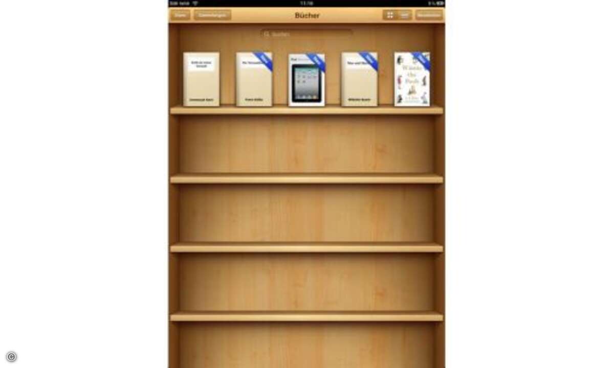 Alle gekauften E-Books landen in einem virtuellen Regal.