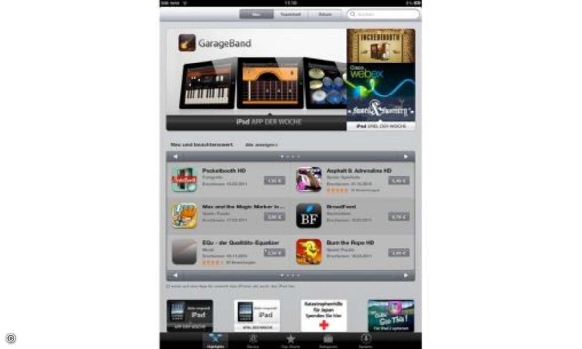 Zusatzsoftware und Spiele finden sich im App Store.