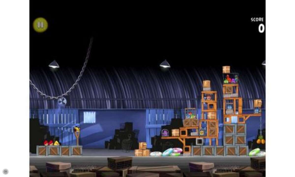 Mehr Spaß machen eindeutig die fürs iPad optimierten Anwendungen, die die höhere Displayauflösung des iPads auch ausnutzen. Im Bild sehen Sie eine Variante des beliebten Spiels Angry Birds.