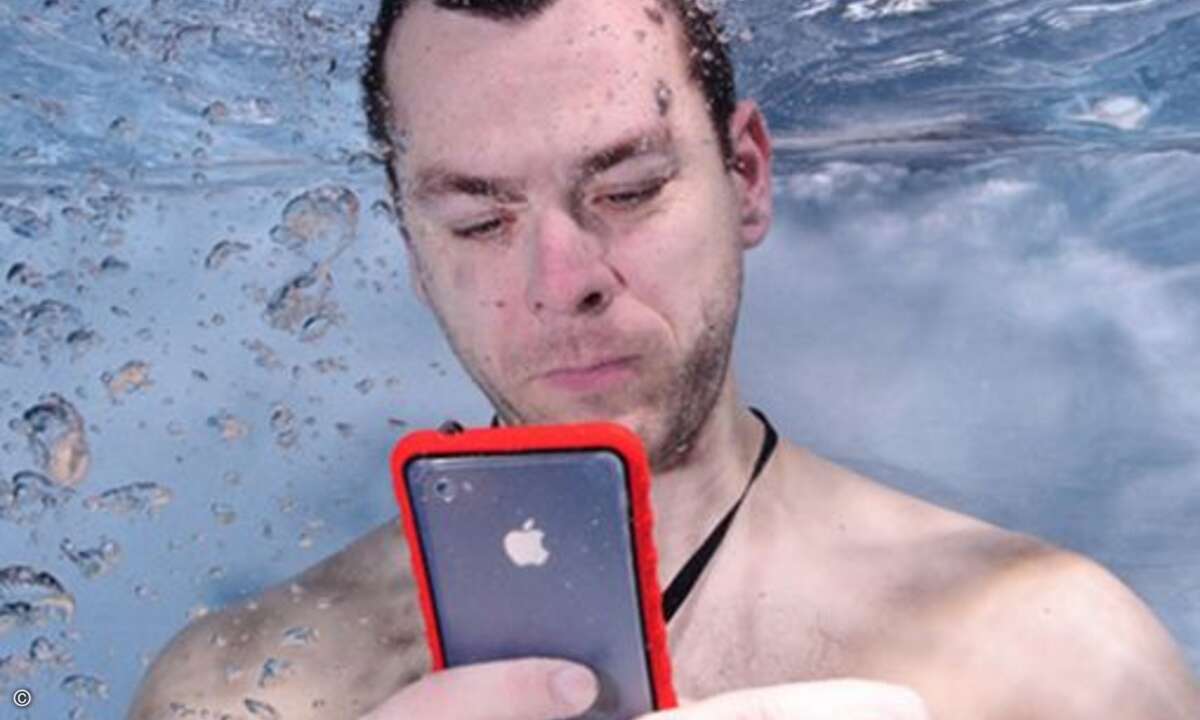 Test-Tauchgang mit dem Smartphone. Funktioniert problemlos. © Krusell