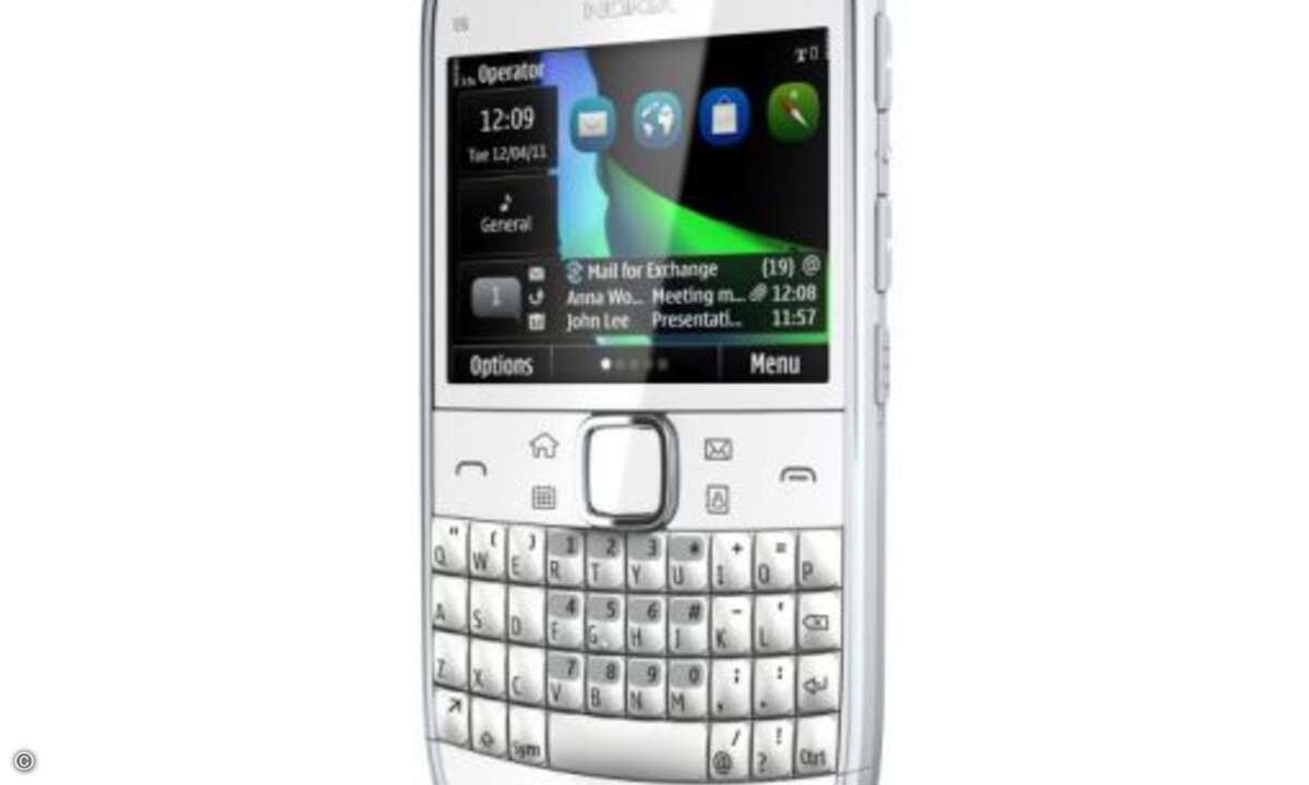 Aufgepeppter Klassiker: Business-Smartphone Nokia E6, hier in weiss