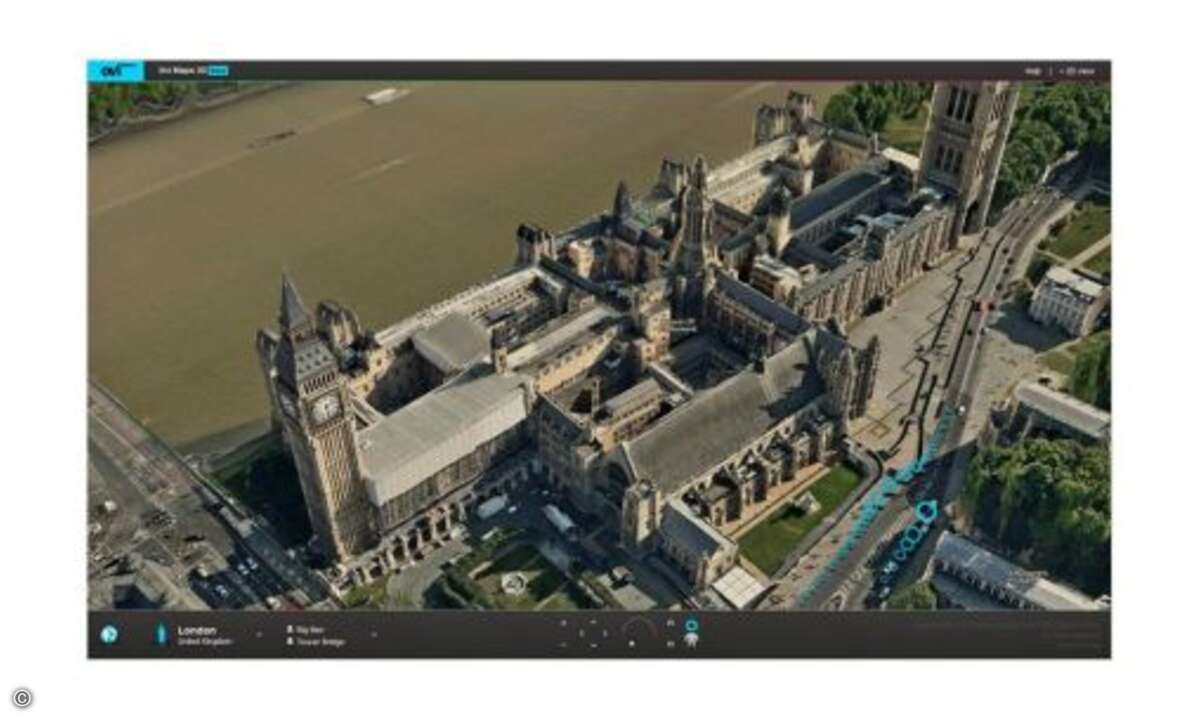 .. und der Palace of Westminster aus der Ovi-3D-Vogelperspektive © Nokia