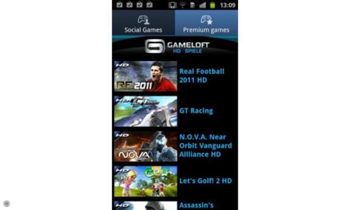 Neben den Hubs für den Reader, dem Social- und dem Musik-Hub gibt es nun auch einen Hub für Spiele, für den Gameloft die Inhalte liefert.