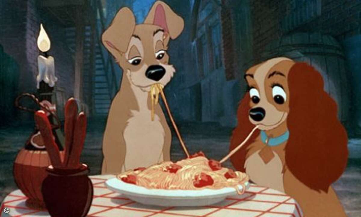 Platz 10:
Der tierische Spagetti-Hundekuss aus Walt Disney’s Susi und Strolch ist wohl der unschuldigste unter den beliebtesten Filmküssen. Auch der Partner mit der kalten Schnauze kann hier nicht mehr mithalten.
