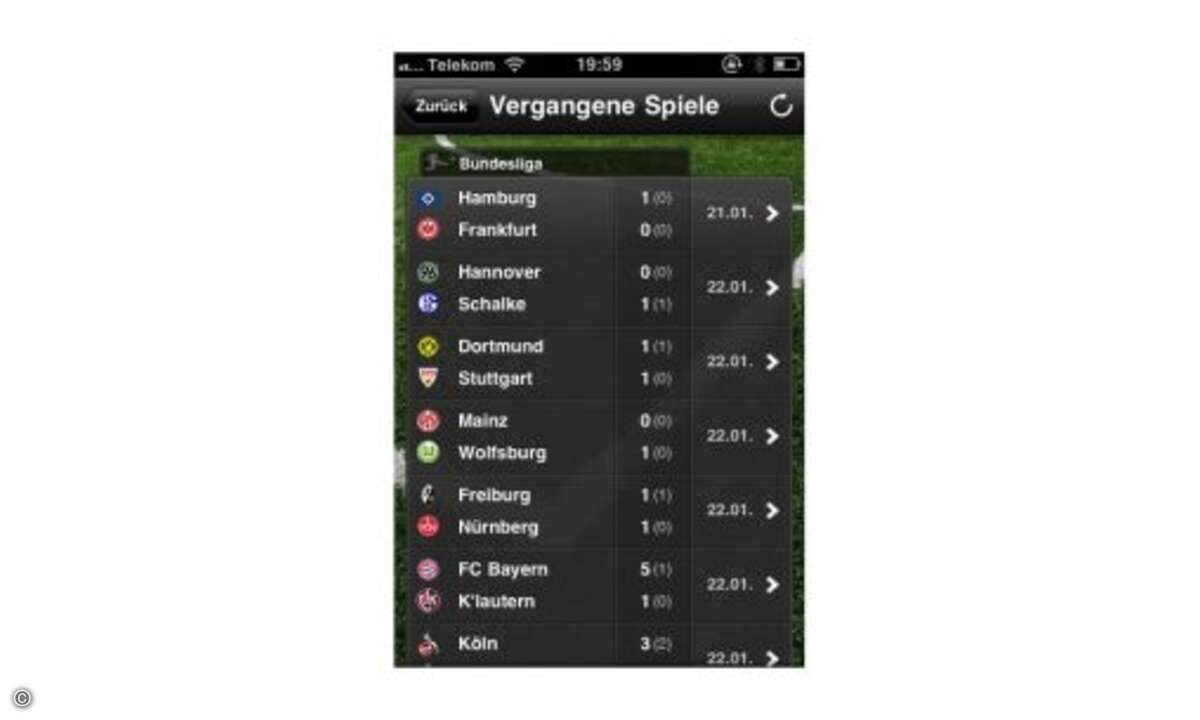 Grafisch ist Sport 1 recht hochwertig aufgemacht. (Das Bild zeigt die iPhone-Version)