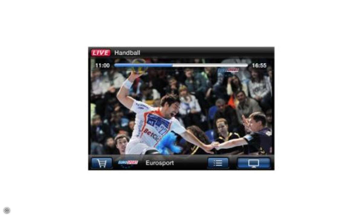 Ebenfalls von einem Sport-Sender stammt die App Eurosport Player for iPad. Mit dieser App können Sie die Sender Eurosport und Eurosport 2 auch unterwegs auf dem iPad empfangen, sowohl via WLAN als auch via Mobilfunk-Verbindung. (Das Bild zeigt die iP