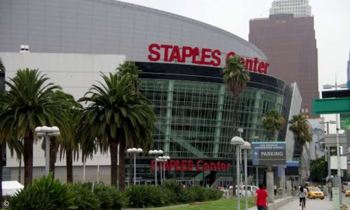 Im Staples Center, das für die Key Notes genutzt wurde, wird sonst Basketball gespielt.