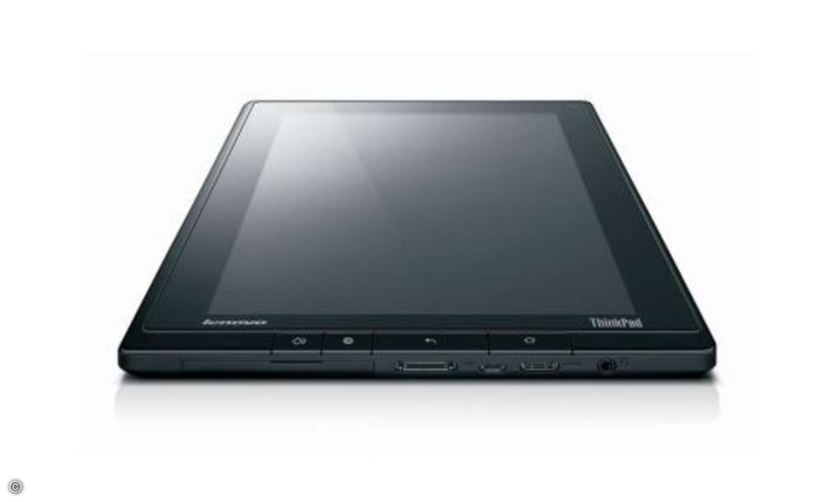 .. das ThinkPad Tablet setzt auf vier Hardkeys zur Steuerung und kann SD-Speicherkarten aufnehmen.
© Lenovo