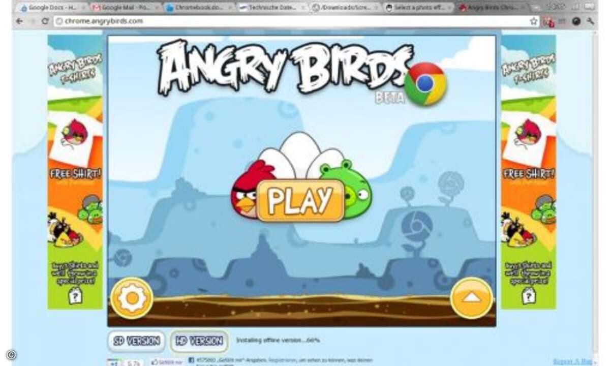 Angry Birds ist eine der wenigen Web-Applikationen, die auch offline funktionieren.