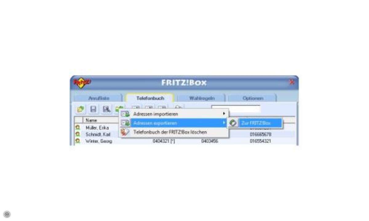 Mit dem Gratis-Programm Fritzbox Monitor können Sie Ihre in Outlook gespeicherten Telefonnummern auf die Fritzbox kopieren. Beispielsweise erscheinen dadurch in der Fritzbox-Anruferliste die Namen der (bekannten) Anrufer statt der Telefonnummern. Wie