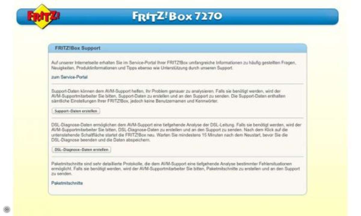 Die Web-Oberfläche, die erscheint, wenn Sie in Ihrem Browser die Adresse http://fritz.box aufrufen, hat mehr Seiten, als AVM im Menü zeigt. So gibt es zum Beispiel diese Seite mit umfangreichen Diagnose-Informationen rund um Ihre Fritzbox. Das ist ni