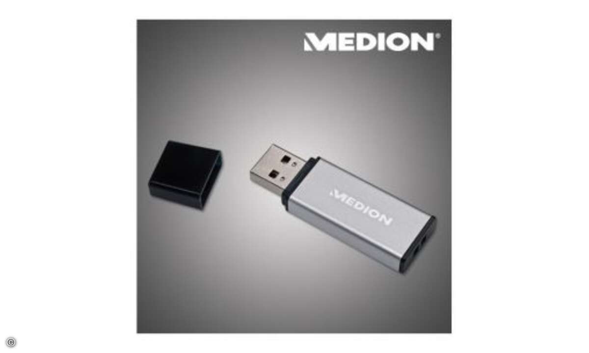 Auch von Medion ist der 16 GByte USB-Stick im robusten Aluminium-Gehäuse. Er kostet 15,99 Euro bei Aldi Nord.