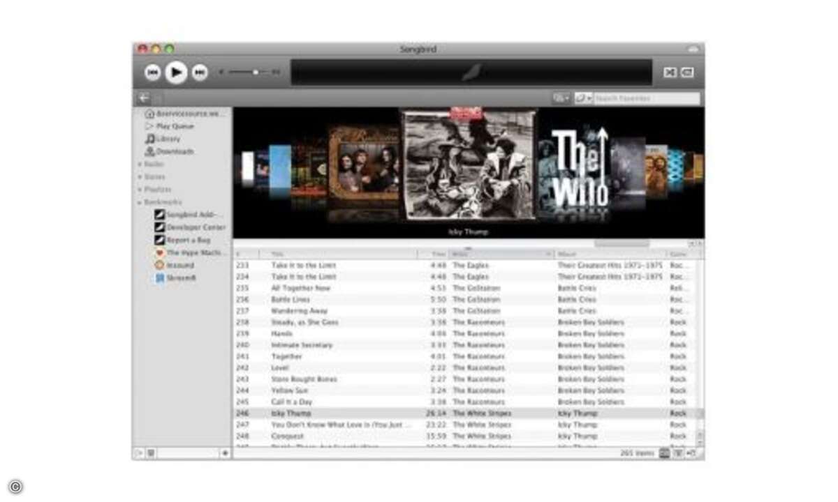 Songbird ist eine Musikverwaltung und stammt wie Firefox und Thunderbird aus dem Mozilla-Projekt.