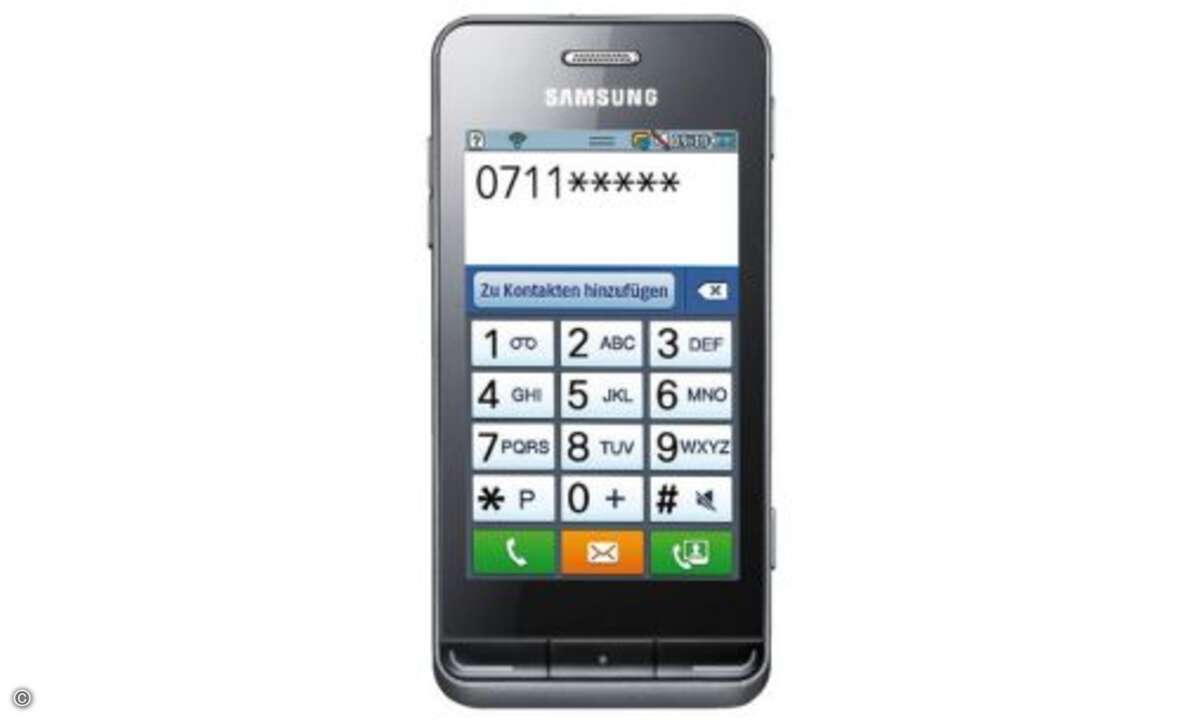 Samsung Wave 723
Wie schon das Wave II kommt auch das Wave 723 mit Samsungs eigenem Betriebssystem Bada, das eine besonders einfache Bedienung, aber leider auch einen etwas kleinen App-Shop bietet. Das Wave 723 kommt trotz des günstigen Preises in