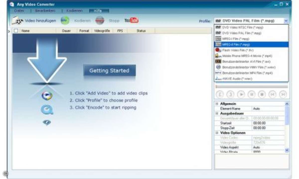 Any Video Converter Free konvertiert Videos in unterschiedliche Formate, ohne dass Sie dafür unzählige Optionen von Hand einstellen müssen.