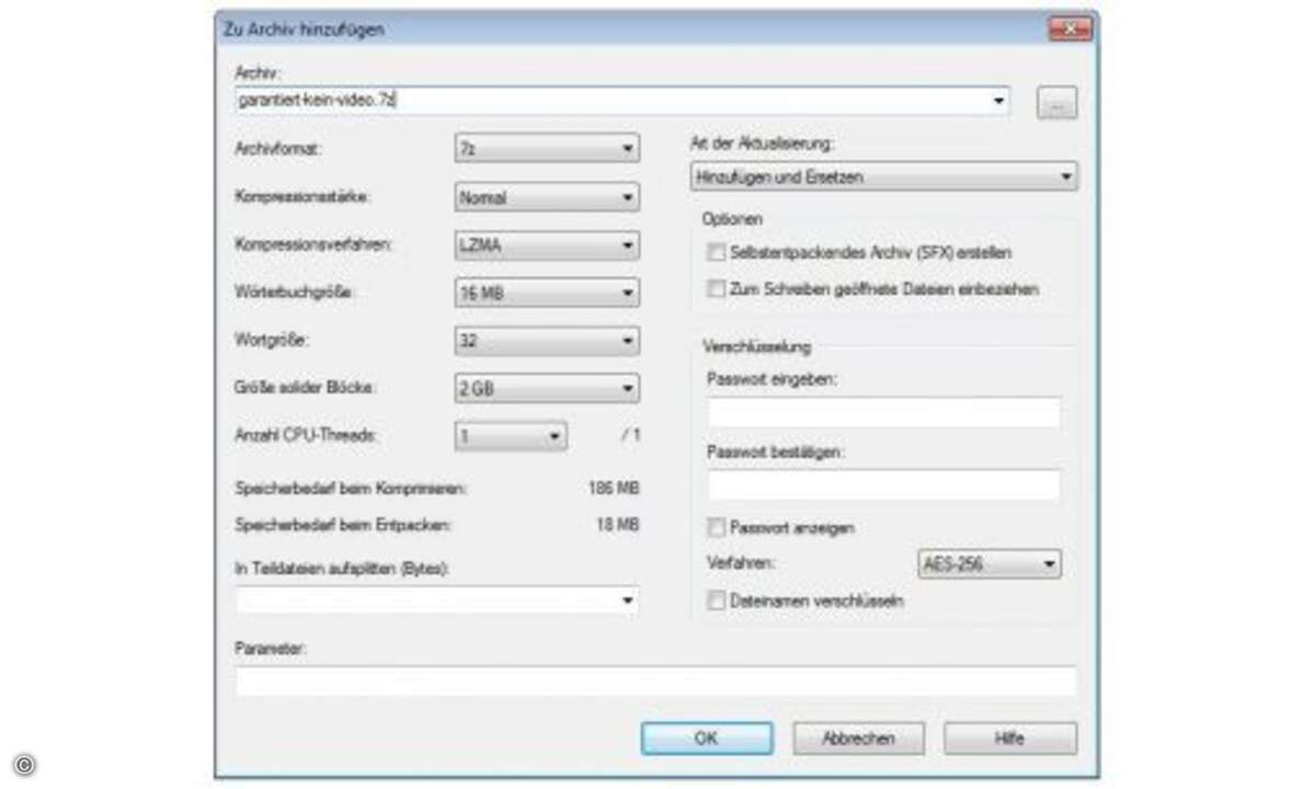 7Zip ist ein Open-Source-Packer, der neben den gängigen Archivformaten ZIP, CAB, RAR, ARJ, GZIP und TAR auch das eigene Format 7z beherrscht.