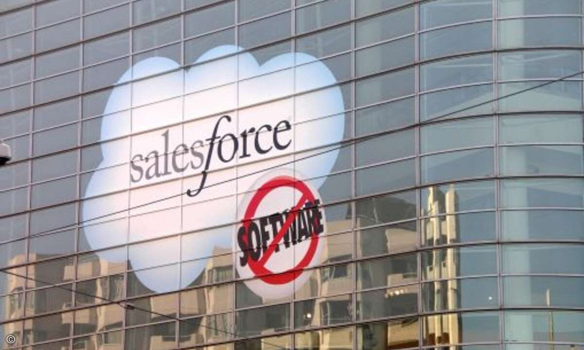 Auch hier prangte das Logo, das die Geschäftsidee von Salesforce.com ausdrückt.