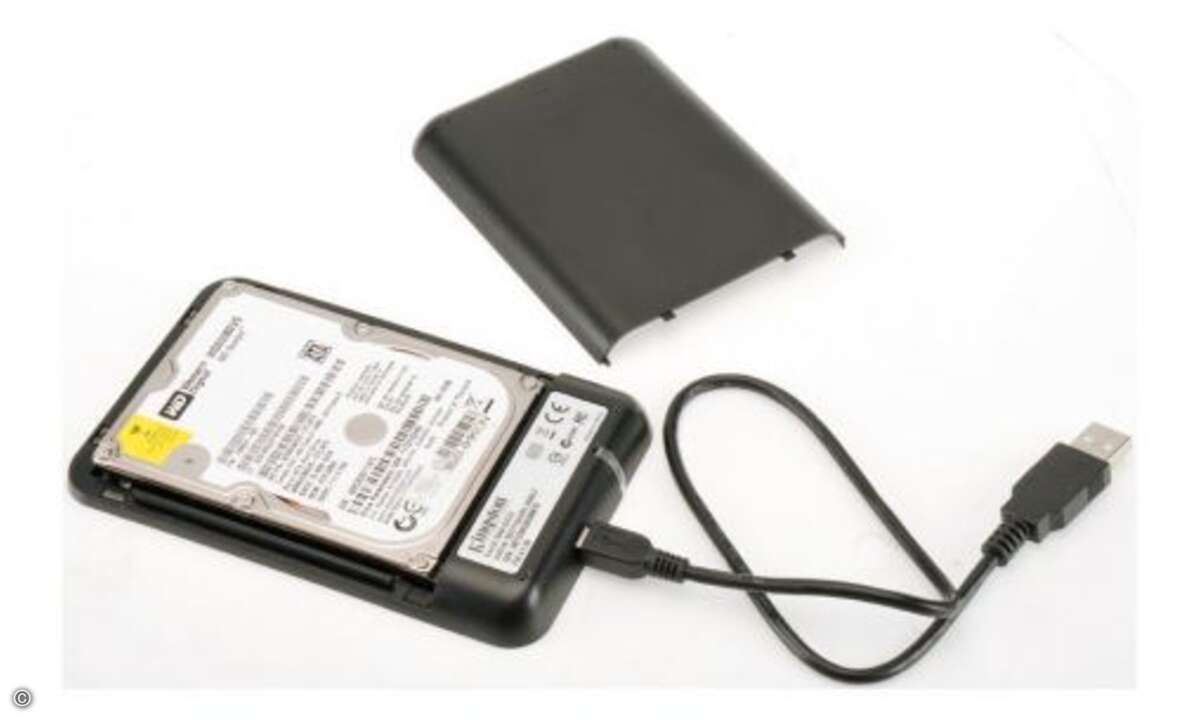 Beim Kingston SSDNow-Kit gehört ein externes 2,5-Zoll-Festplattengehäuse zum Lieferumfang. So kann man die alte HDD weiter verwenden.
© PC Magazin