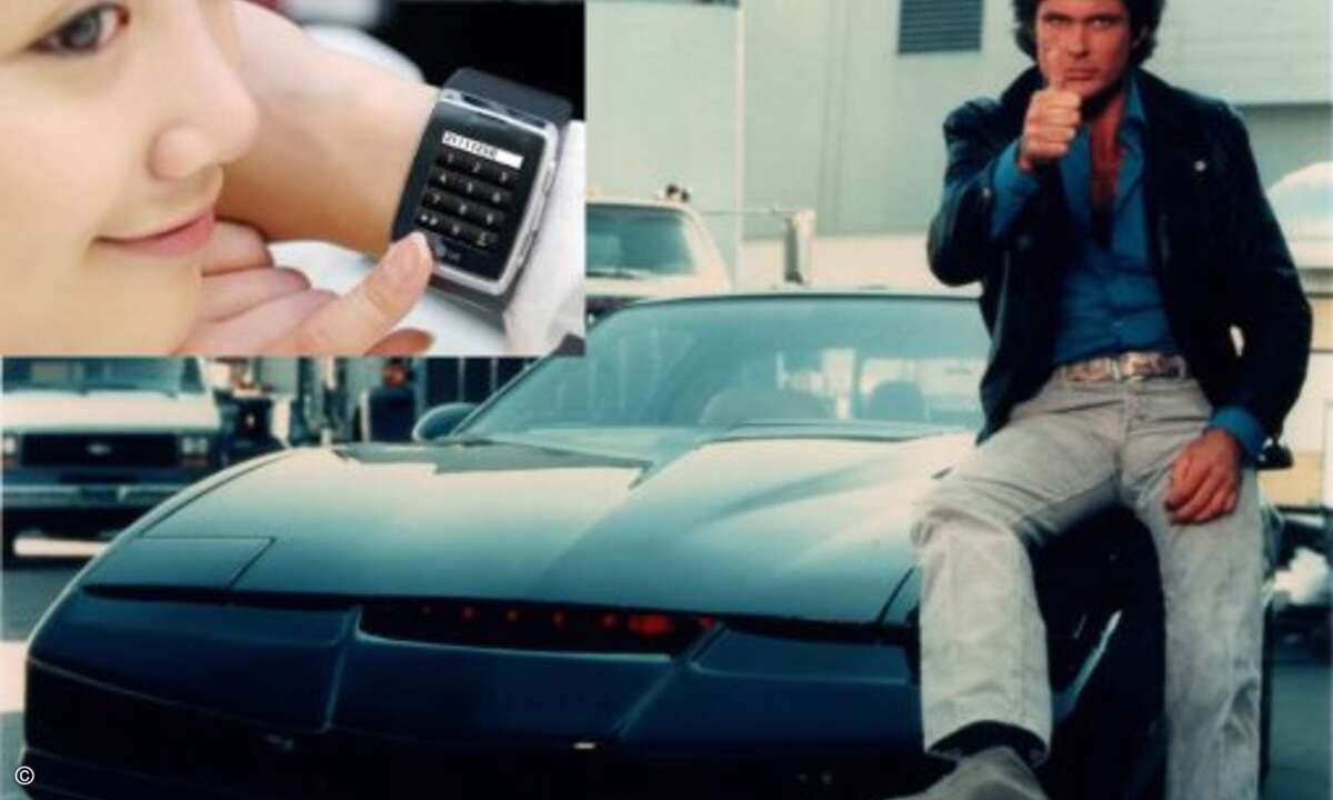 Platz 6: Das Uhrentelefon.
Von James Bond gerne genutzt, um mit seinen Filmpartnern zu kommunizieren, von Dick Tracy und Michael Knight gleichermaßen geschätzt – das Telefon in der Uhr. Früher unvorstellbar aufgrund der Größe, heute Realität. Auch