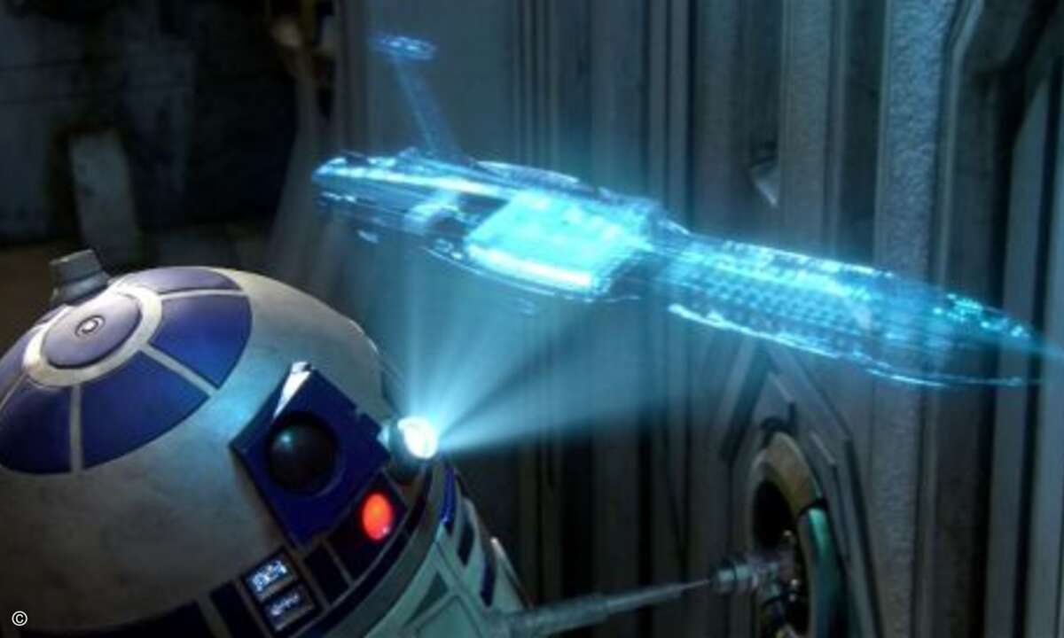 Platz 4: 3D-TV.
Bei Star Wars zeigte der kleine R2D2 was er drauf hat und projiziert ganz locker Obi Wan Kenobi in 3D mitten in den Raum. Was im Film schon vor knapp 40 Jahren möglich war, hat erst vor kurzem Einzug ins alltägliche Leben gefunden.