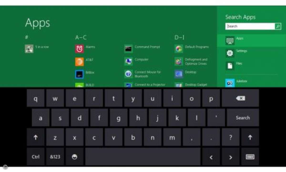 Die virtuelle Tastatur für die Touch-Screen-Eingabe.
© Microsoft (Build Conference 2011, Anaheim)