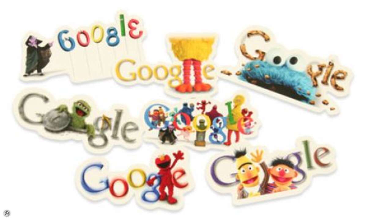 Google-Kühlschrankmagneten: Das Google Logo, das so genannte Doodle, verändert sich in regemäßigen Abständen, zum Beispiel zu einem Jubiläum einer Person oder Sache. Hier ist die Version als Sesamstraßen-Doodle.
Foto: www.googlestore.com