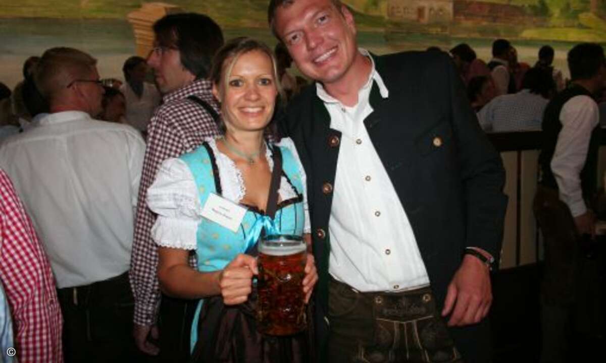 Ein eingeschworenes Wiesn-Team: Regina Glaser und Alexander Laubert von Lexmark