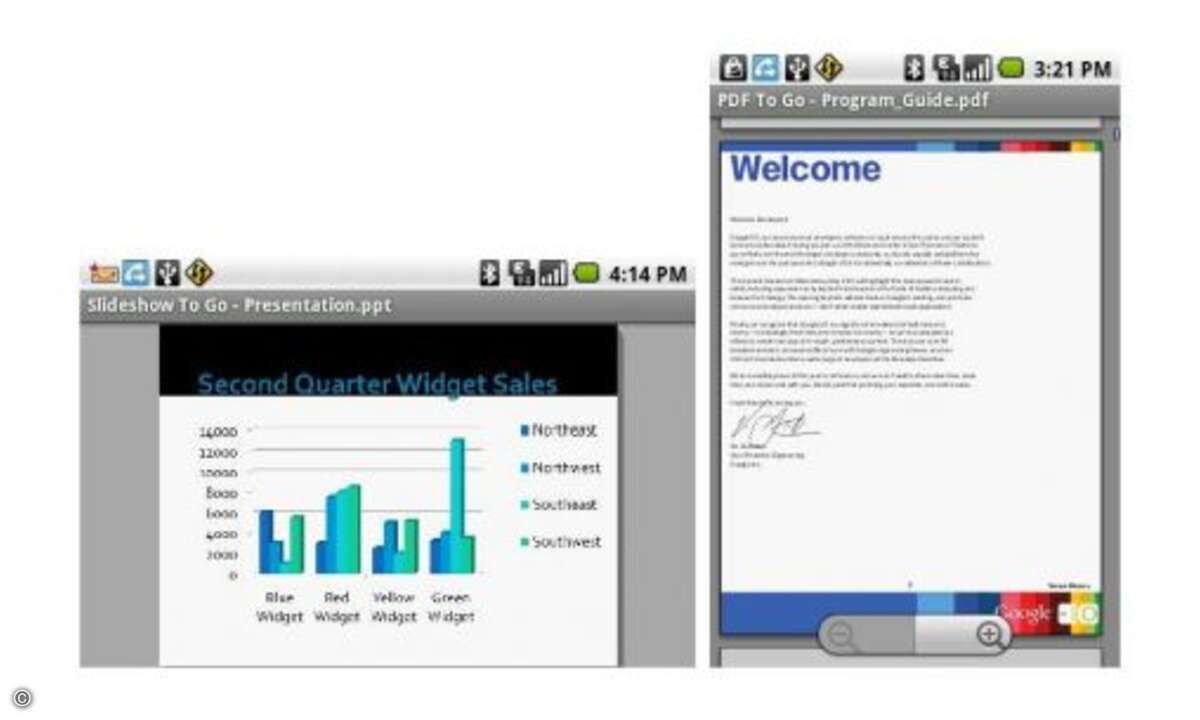 Documents To Go
Für Android gibt es mit Documents To Go eine gute Alternative. Die App besteht aus zwei Teilen. Mit der kostenlosen Variante lassen sich Word-, Excel- und Powerpoint-Dokumente anschauen. Um auch PDFs zu betrachten, neue Dokumente z