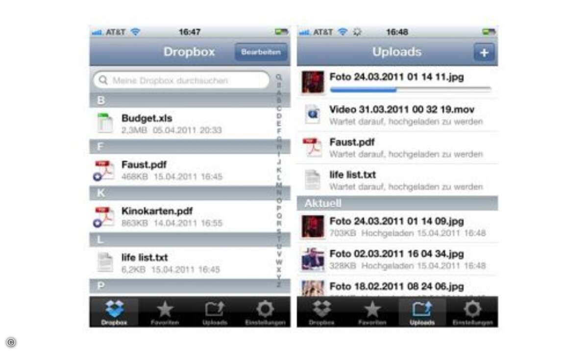 Besonders praktisch: auf die zu Favoriten hinzugefügten Dokumente kann man auch ohne bestehende Internetverbindung zugreifen, sie werden lokal zwischengespeichert. Dropbox ist eine Pflicht-App für Smartphone-Nutzer, die mehr als nur spielen wollen. S