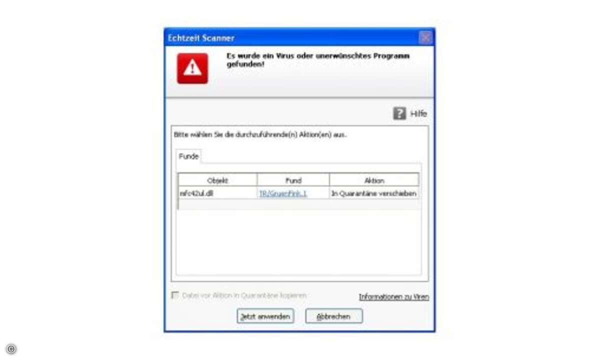 Der Bundestrojaner in Avira AntiVir
Von Aviras AntiVir werden beide Dateien als