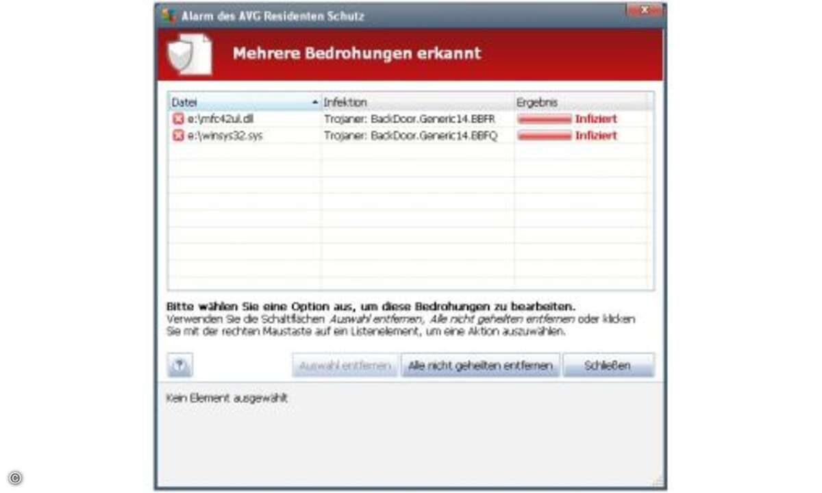 Der Bundestrojaner in AVG Anti-Virus 2012
AVGs Virenscanner Anti-Virus 2012, in der Free-Version ebenfalls gratis erhältlich, erkennt den Bundestrojaner als